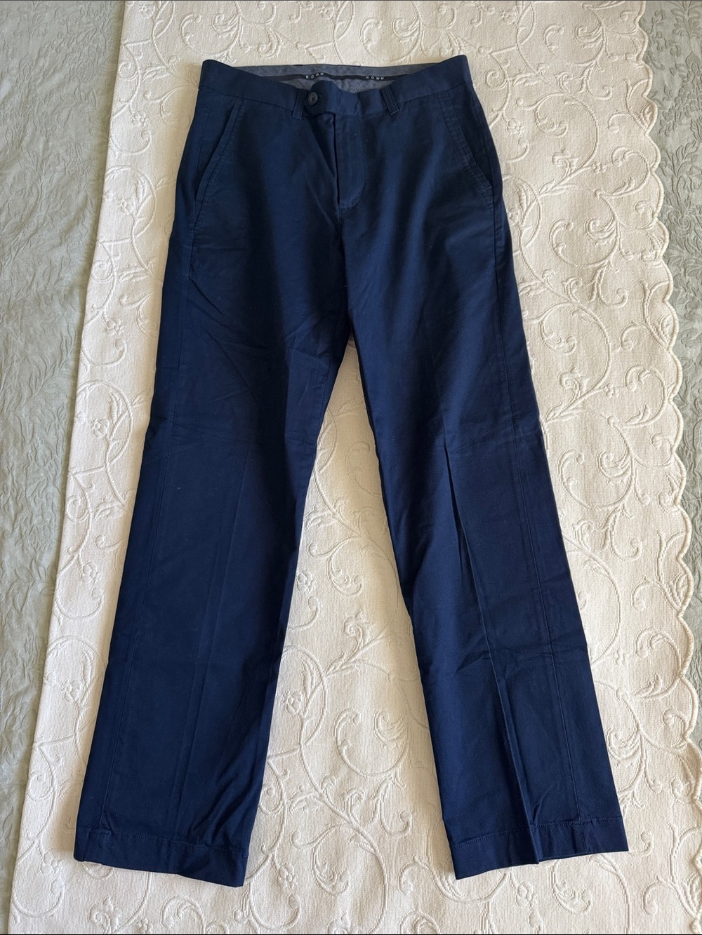 Men's Navy Chino Pants - Classic Straight Fit